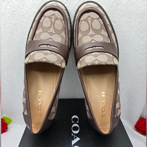 Coach Cora Loafer Pump Signature Jacquard Office Casual Chunky Classic - Picture 4 of 12